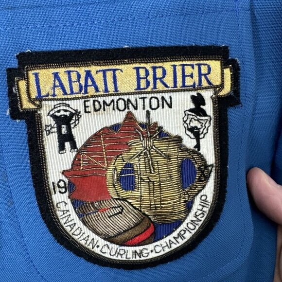 Vintage Labatt Brier Edmonton Curling Championship Blazer Blue Men 44 1987 - Picture 3 of 8